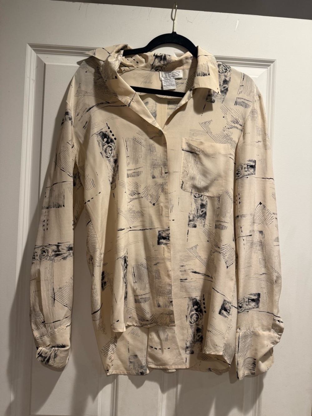 Tess Cream Abstract Print Button-Down Shirt